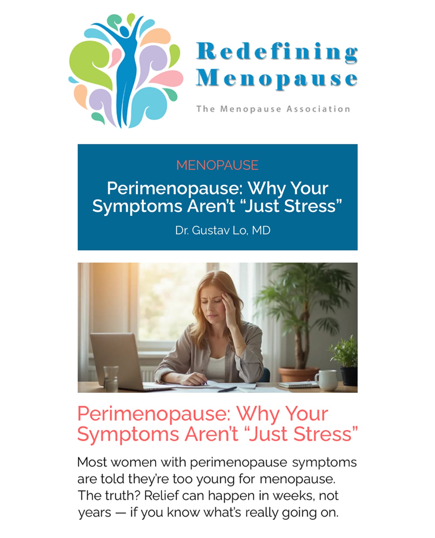 The Menopause Association - Redefining Menopause by Dr. Gustav Lo